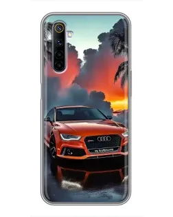 Чехол для Realme 6 с картинкой «Audi — закат»