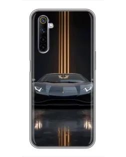 Чехол для Realme 6 с картинкой «Lamborghini золотые линии»