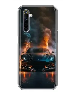 Чехол для Realme 6 с картинкой «Lamborghini дымная эстетика»