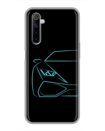 Чехол для Realme 6 с картинкой «Голубой силуэт Lamborghini»