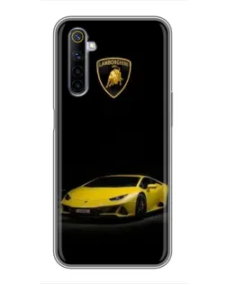 Чехол для Realme 6 с картинкой «Lamborghini желтый акцент»