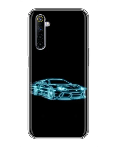Чехол для Realme 6 с картинкой «Неоновый контур Lamborghini»