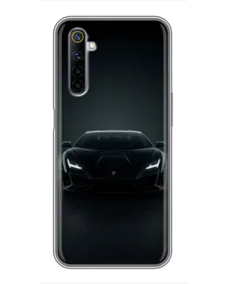 Чехол для Realme 6 с картинкой «Черный Lamborghini Aventador»