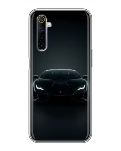 Чехол для Realme 6 с картинкой «Черный Lamborghini Aventador»