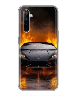 Чехол для Realme 6 с картинкой «Lamborghini в огне»
