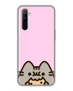 Чехол для Realme 6 с картинкой «Pusheen и печенье»