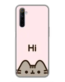 Чехол для Realme 6 с картинкой «Пушин говорит Hi»
