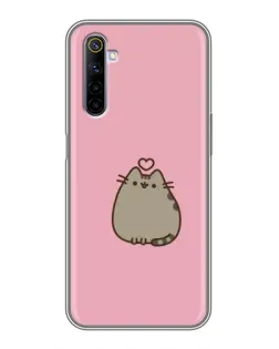 Чехол для Realme 6 с картинкой «Pusheen сердце»