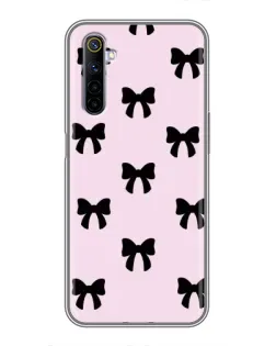 Чехол для Realme 6 с картинкой «Черные банты Coquette»