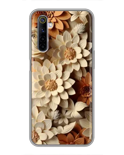 Чехол для Realme 6 с картинкой «Бежевый флористический декор»