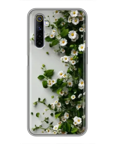 Чехол для Realme 6 с картинкой «Ветка мелких белых цветов»
