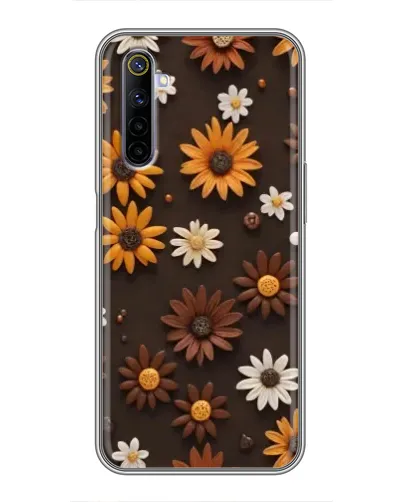 Чехол для Realme 6 с картинкой «Узор из маленьких подсолнухов»