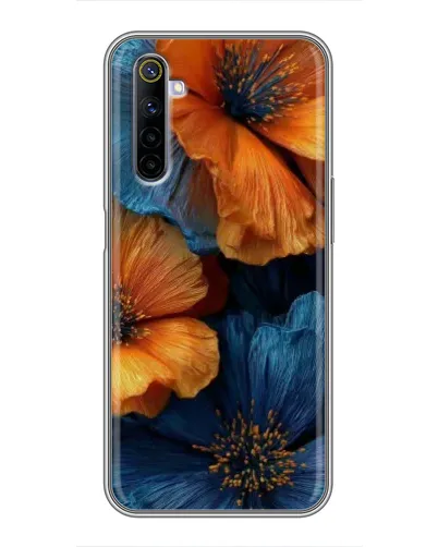 Чехол для Realme 6 с картинкой «Яркая сине-оранжевая флора» Чехол для Realme 6 с картинкой «Яркая сине-оранжевая флора»