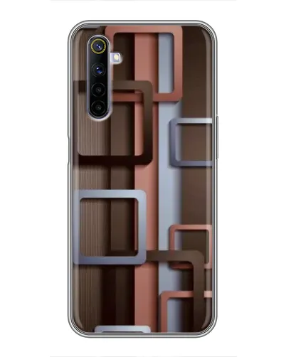 Чехол для Realme 6 с картинкой «Коричневые объемные квадраты»
