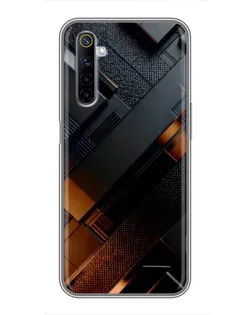 Чехол для Realme 6 с картинкой «Черные геометрические блоки»
