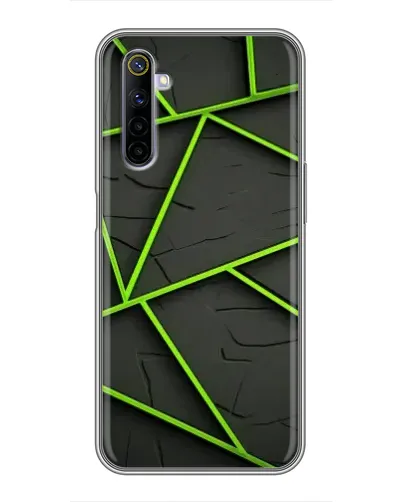 Чехол для Realme 6 с картинкой «Зеленые геометрические линии»