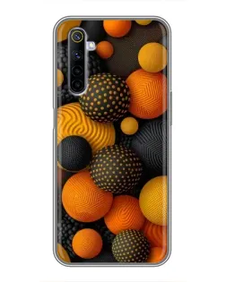Чехол для Realme 6 с картинкой «Объемные оранжевые сферы»