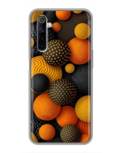 Чехол для Realme 6 с картинкой «Объемные оранжевые сферы»