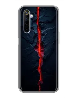 Чехол для Realme 6 с картинкой «Kрасная лавовая трещина»