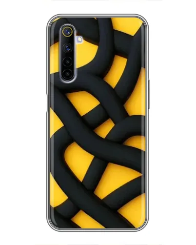 Чехол для Realme 6 с картинкой «Черное желтое переплетение»