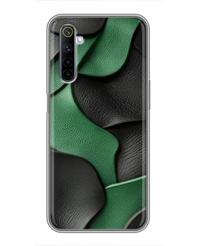 Чехол для Realme 6 с картинкой «Зеленые кожаные волны»