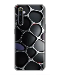 Чехол для Realme 6 с картинкой «Объемная темная решетка»