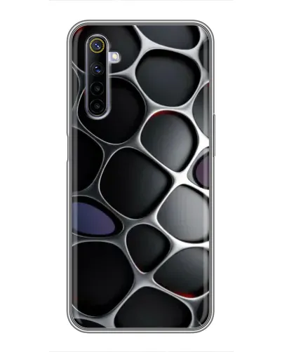 Чехол для Realme 6 с картинкой «Объемная темная решетка»