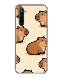 Чохол для Realme 6 з картинкою «Паттерн милих капібар»
