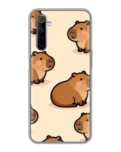 Чохол для Realme 6 з картинкою «Паттерн милих капібар»