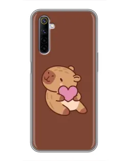 Чохол для Realme 6 з картинкою «Капібара з серцем»