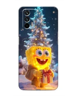 Чехол для Realme 7 Pro с картинкой «Рождественский Спанч Боб»