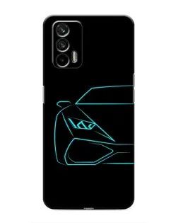 Чохол для Realme 7 Pro з картинкою «Блакитний силует Lamborghini»