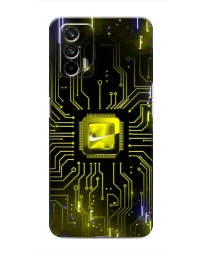 Чехол для Realme 7 с картинкой «Nike — золотая искра»