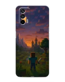 Чехол для Realme 7 с картинкой «Стив у башни»