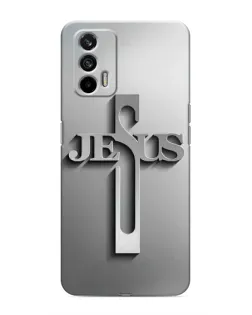 Чехол для Realme 7 с картинкой «Металлический крест Jesus»