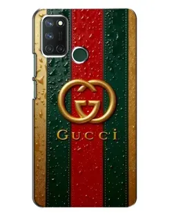 Чехол для Realme 7i с картинкой «Gucci — фирменная полоса и золото»