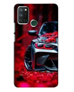 Чехол для Realme 7i с картинкой «Спортивная BMW и цветы»
