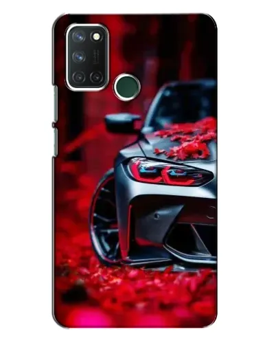 Чехол для Realme 7i с картинкой «Спортивная BMW и цветы»