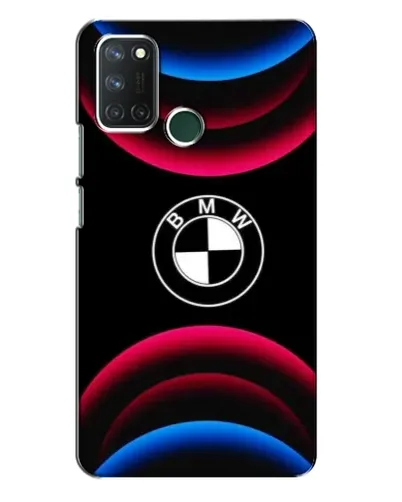 Чехол для Realme 7i с картинкой «Логотип BMW и неоновые дуги»