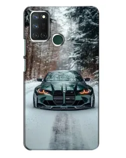 Чехол для Realme 7i с картинкой «BMW в зимнем лесу»