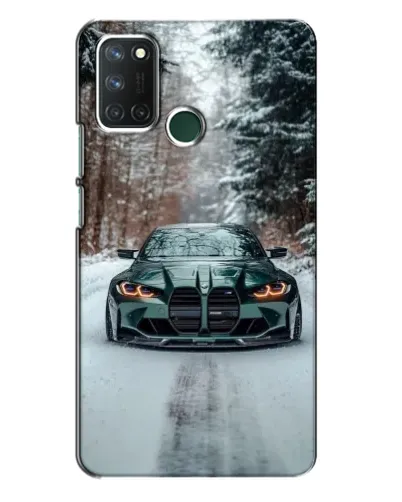 Чехол для Realme 7i с картинкой «BMW в зимнем лесу»