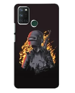 Чехол для Realme 7i с картинкой «PUBG — огненный силуэт»