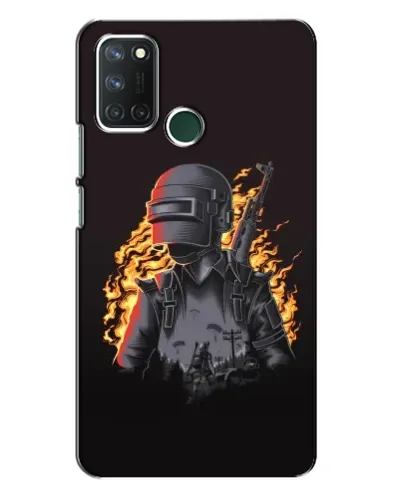 Чехол для Realme 7i с картинкой «PUBG — огненный силуэт»