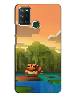 Чехол для Realme 7i с картинкой «Майнкрафт закат солнца»
