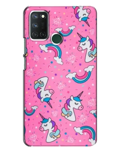 Чехол для Realme 7i с картинкой «Unicorn паттерн розовый»