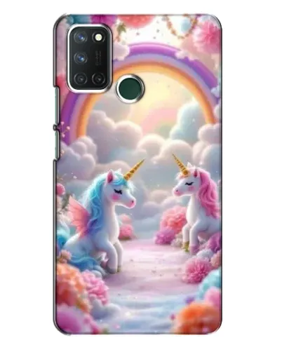 Чехол для Realme 7i с картинкой «Радуга и единороги»