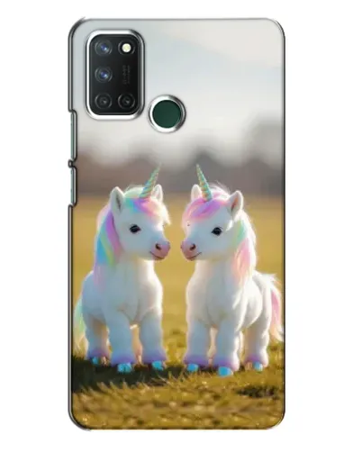 Чехол для Realme 7i с картинкой «Пара единорогов»