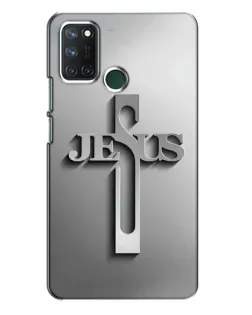 Чехол для Realme 7i с картинкой «Металлический крест Jesus»