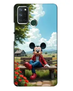 Чехол для Realme 7i с картинкой «Микки на скамейке»