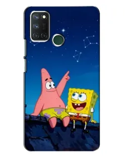 Чехол для Realme 7i с картинкой «Губка Боб и Патрик ночью»